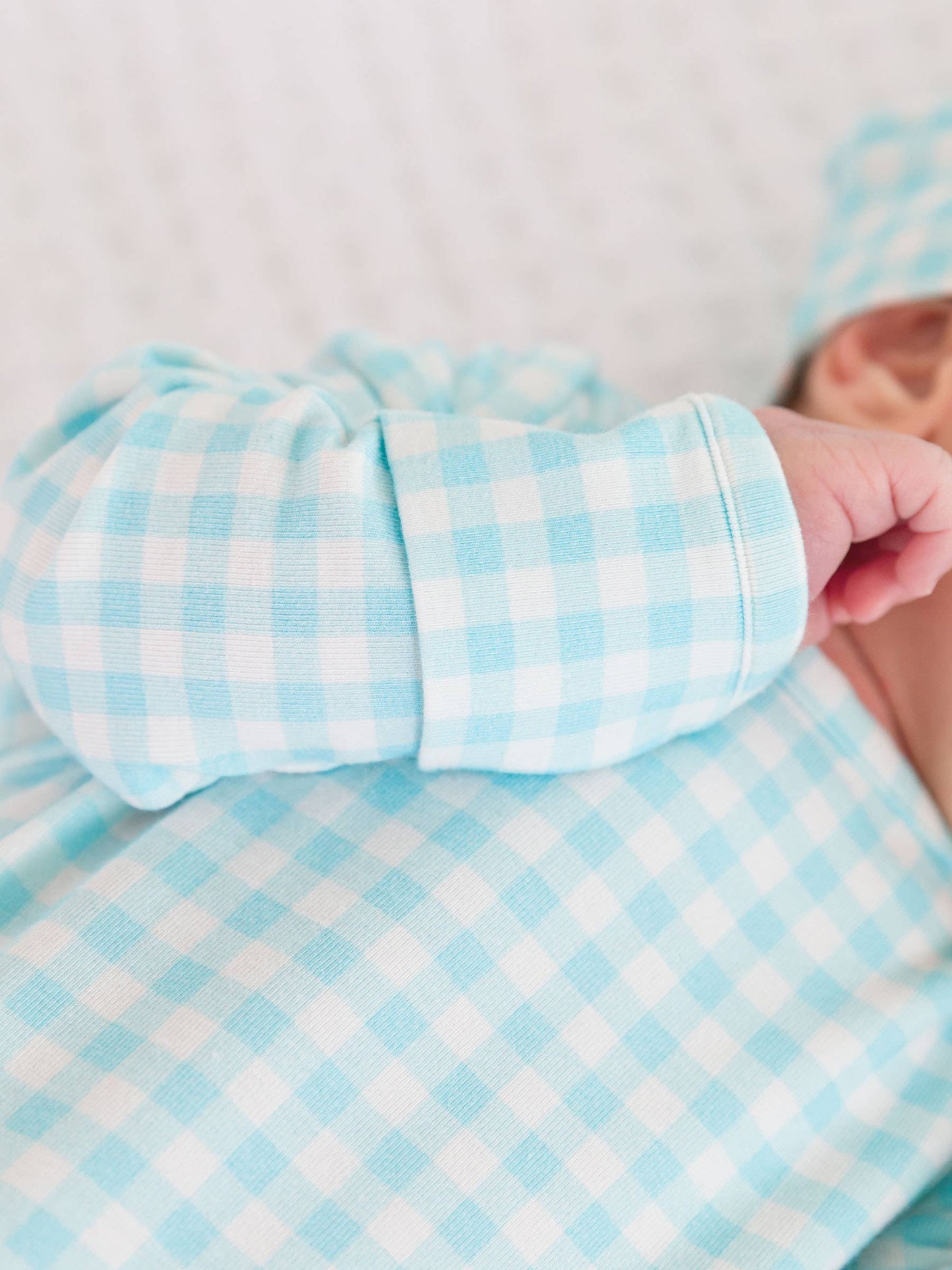 Blue Breeze Gingham Sleep Gown & Hat Set