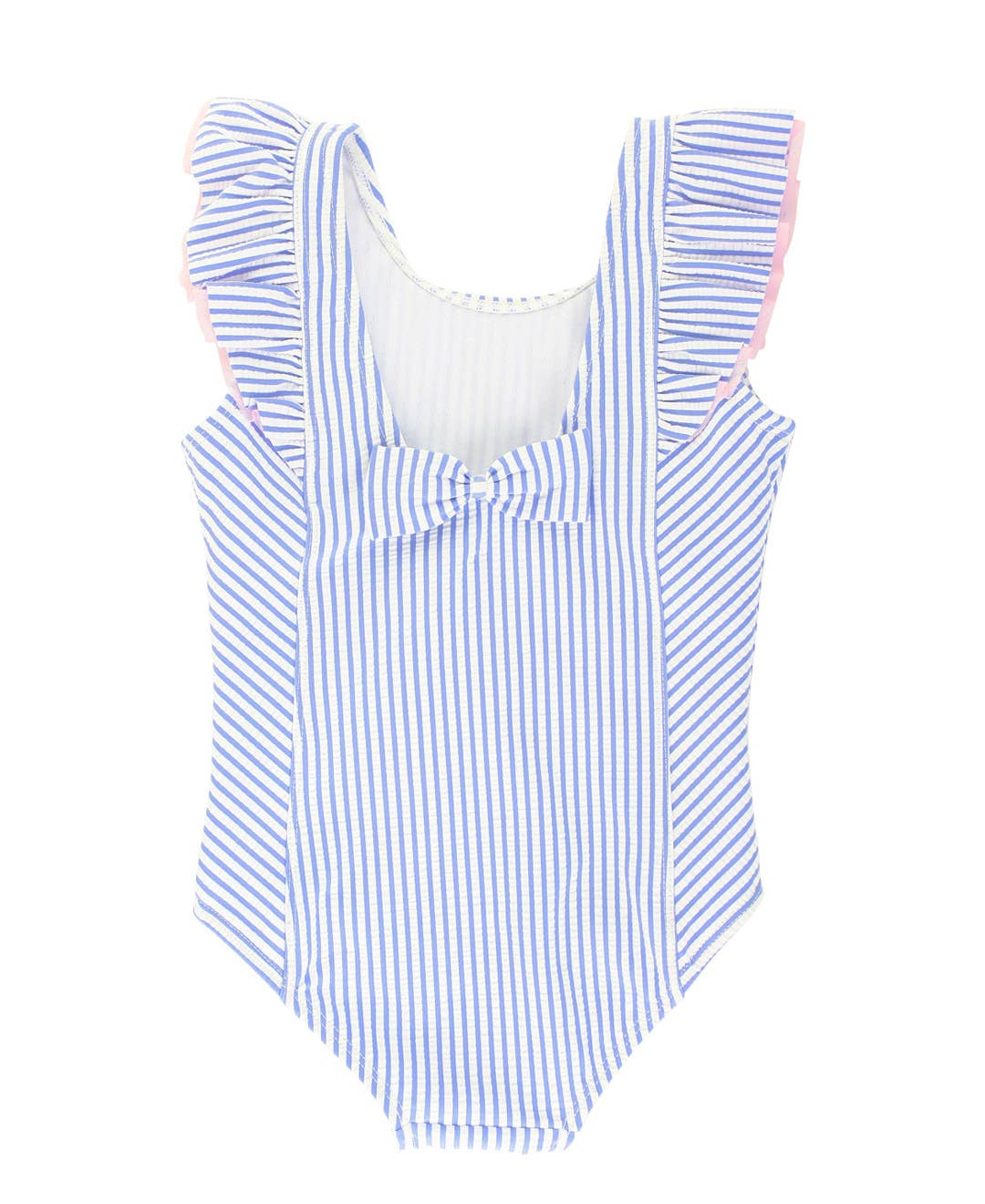 Girls Periwinkle Blue Seersucker Waterfall One Piece: