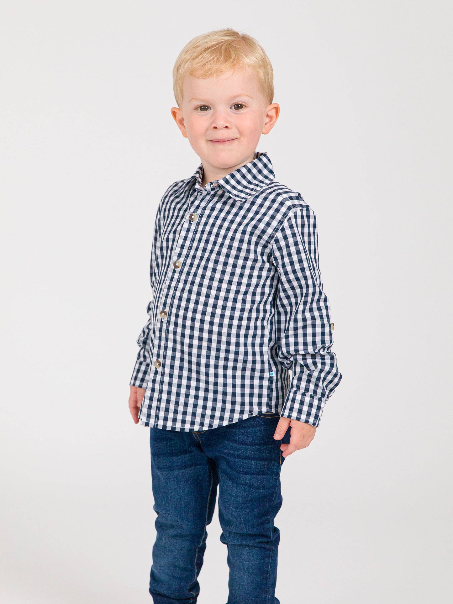 Heritage Navy Gingham Button Down