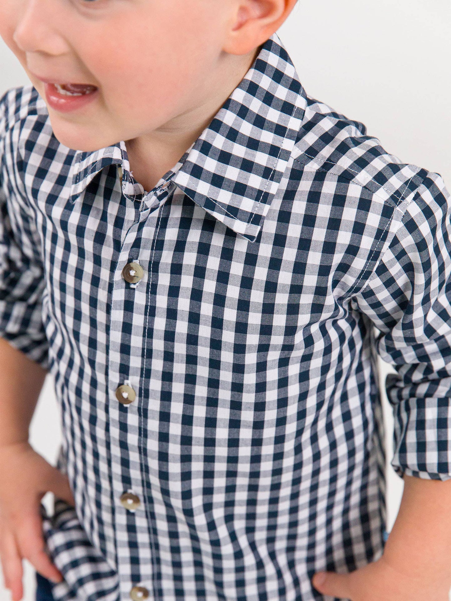 Heritage Navy Gingham Button Down