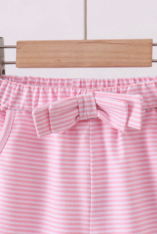 Bow Shorts - Pink Stripe