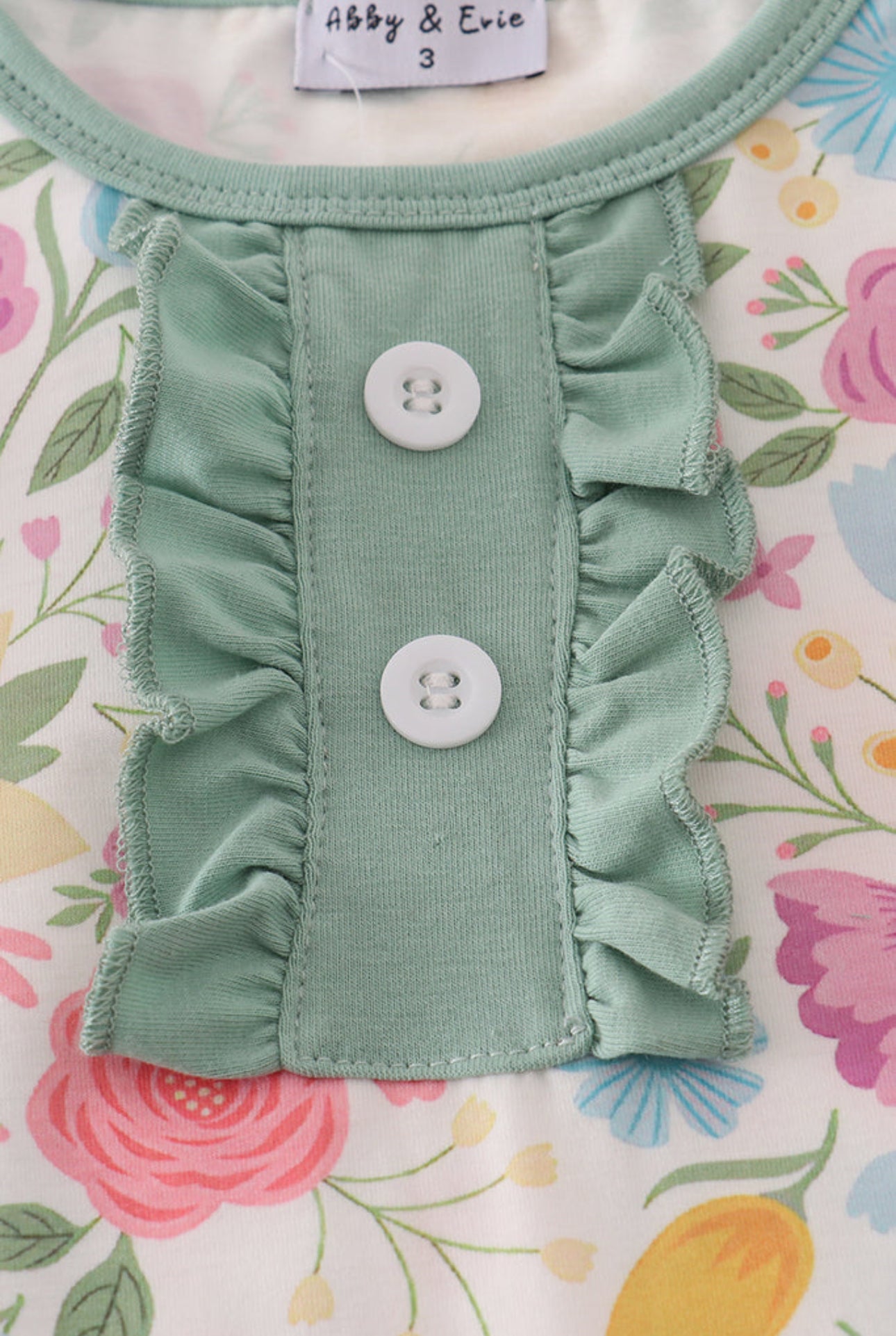 Sage Blooms Ruffle Romper