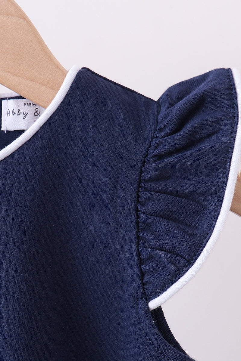 Amelia Flutter Top - Navy