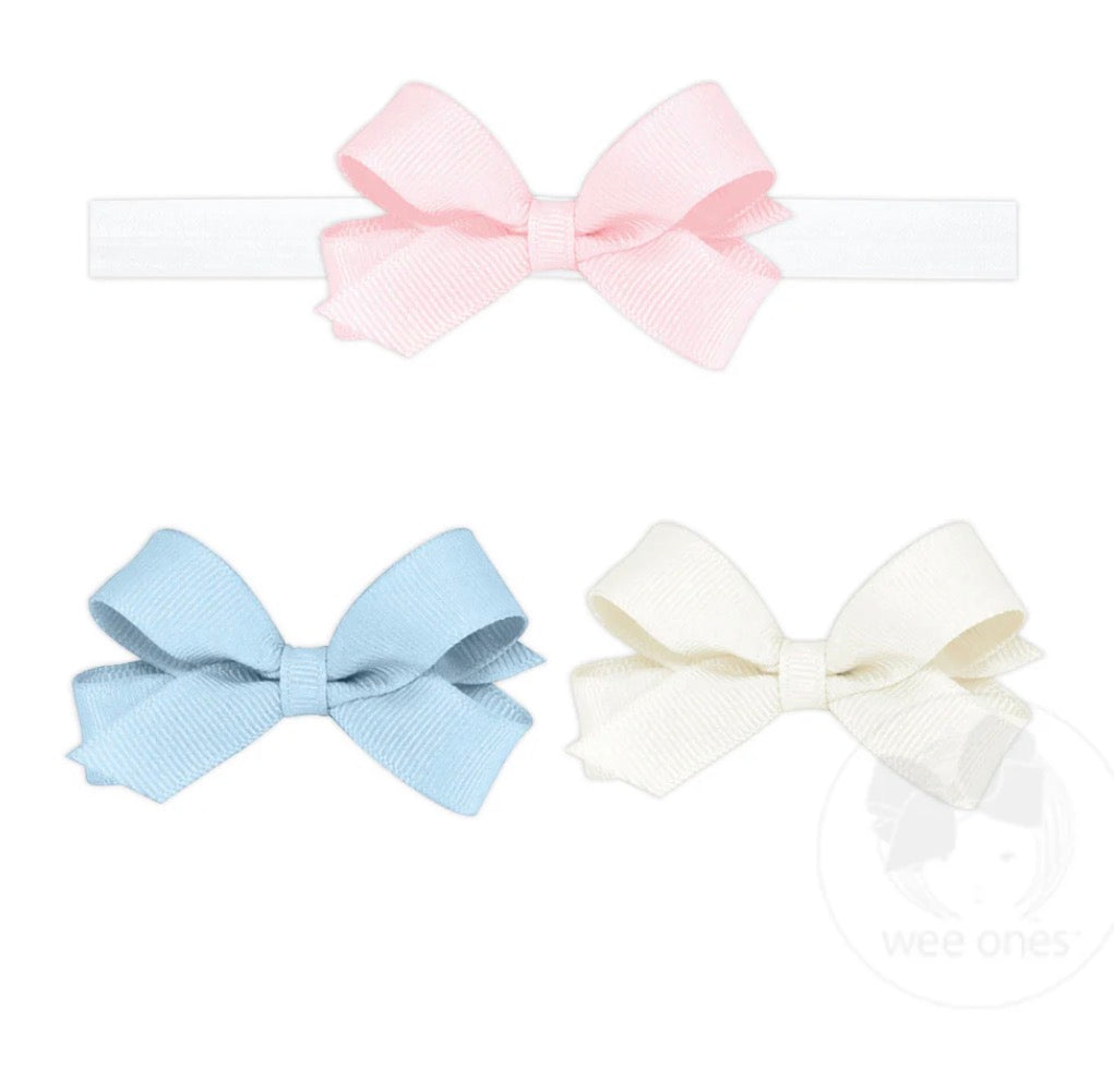 Three Tiny Grosgrain Hair Bows with Add-A-Bow Headband