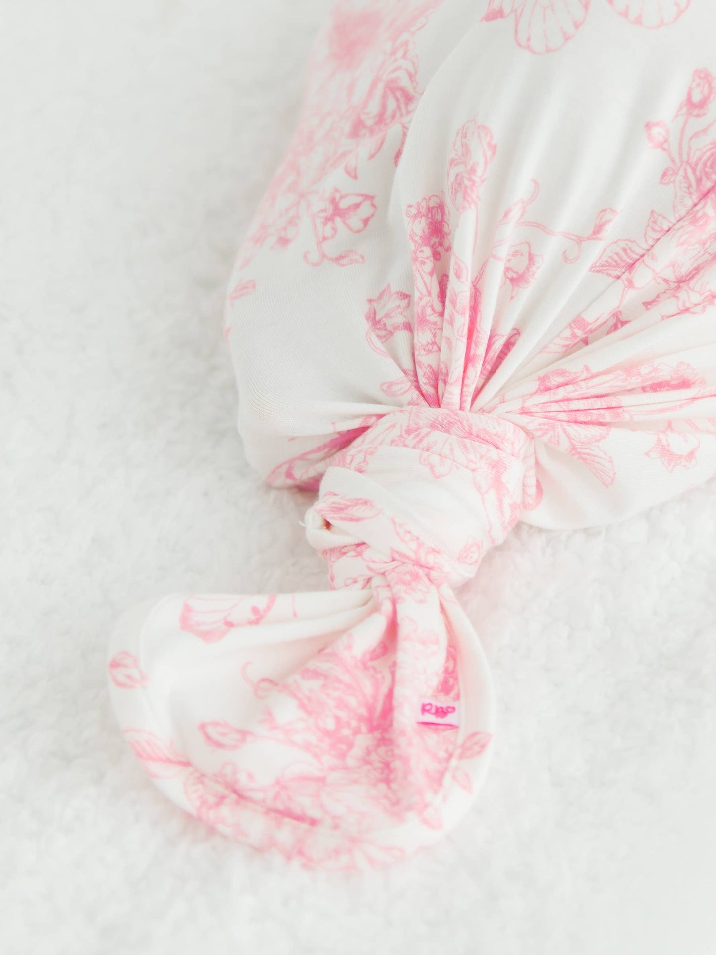 Baby Girls Bubblegum Pink Butterfly Toile Bamboo Viscose Ruffle Knotted Sleep Gown & Hat Set