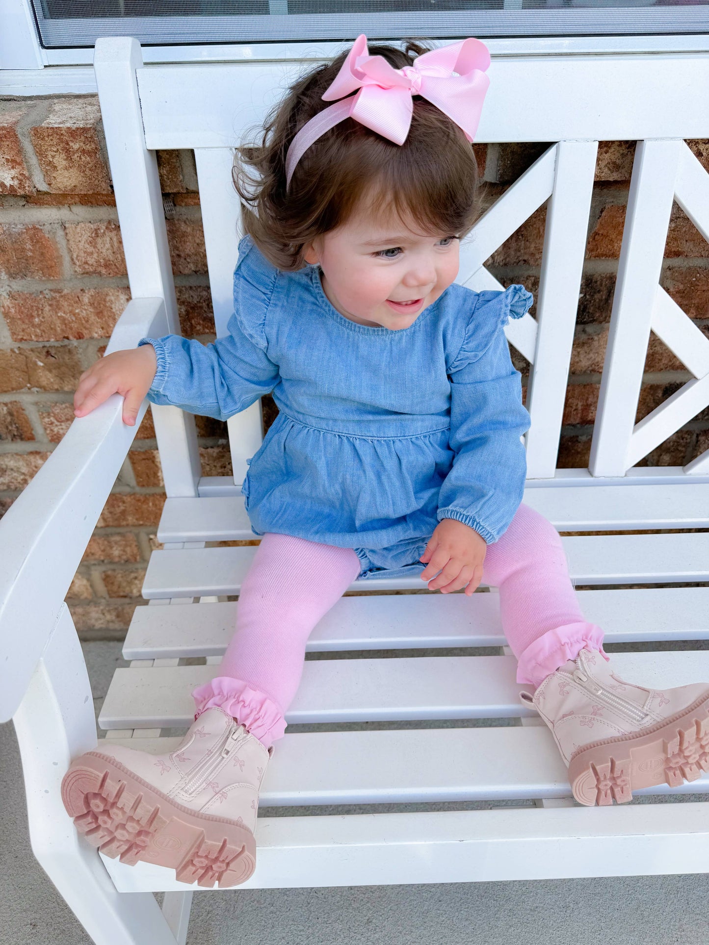 Pink Footless Ruffle Tights