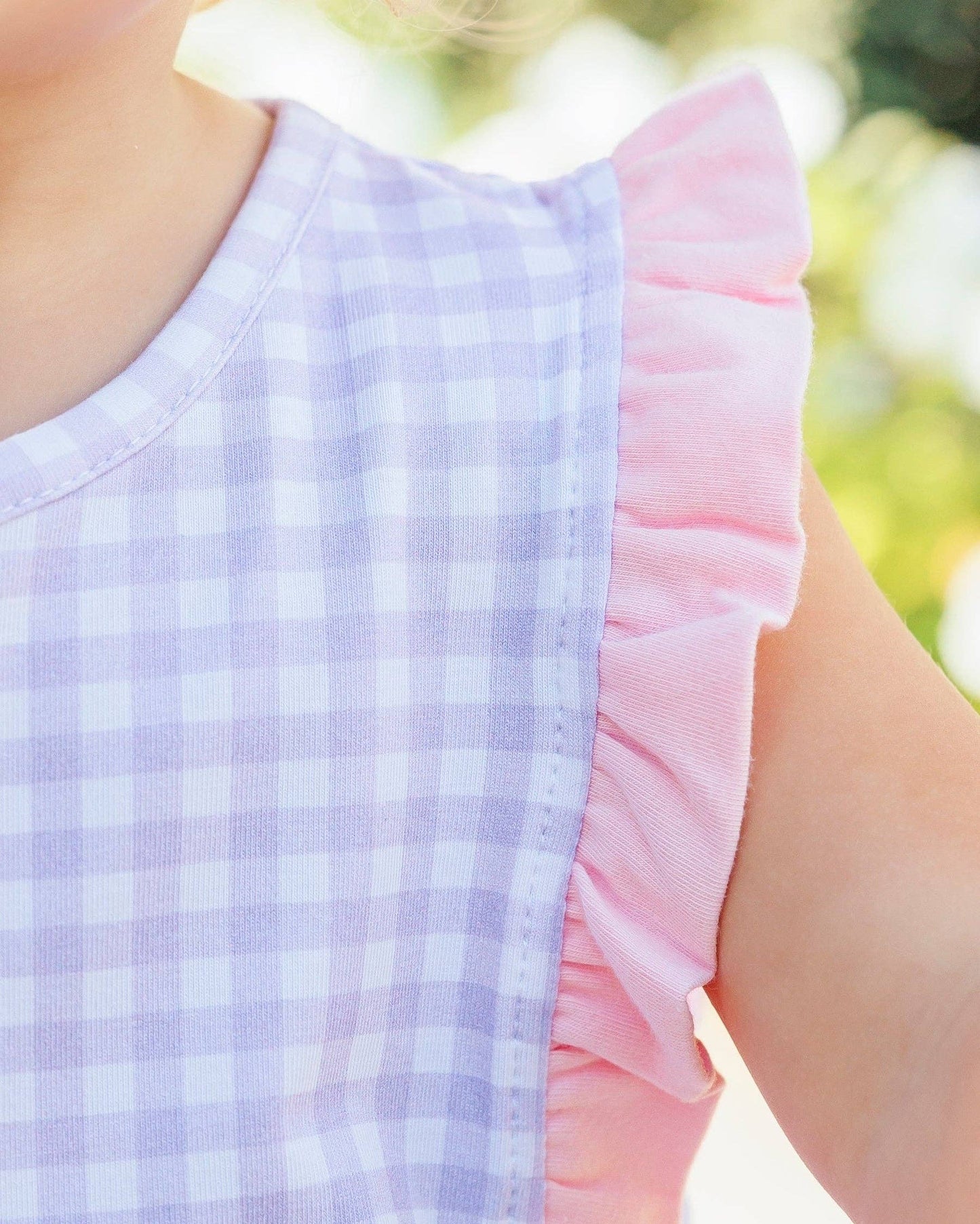Evie Bubble - Lavender Gingham w/ Light Pink