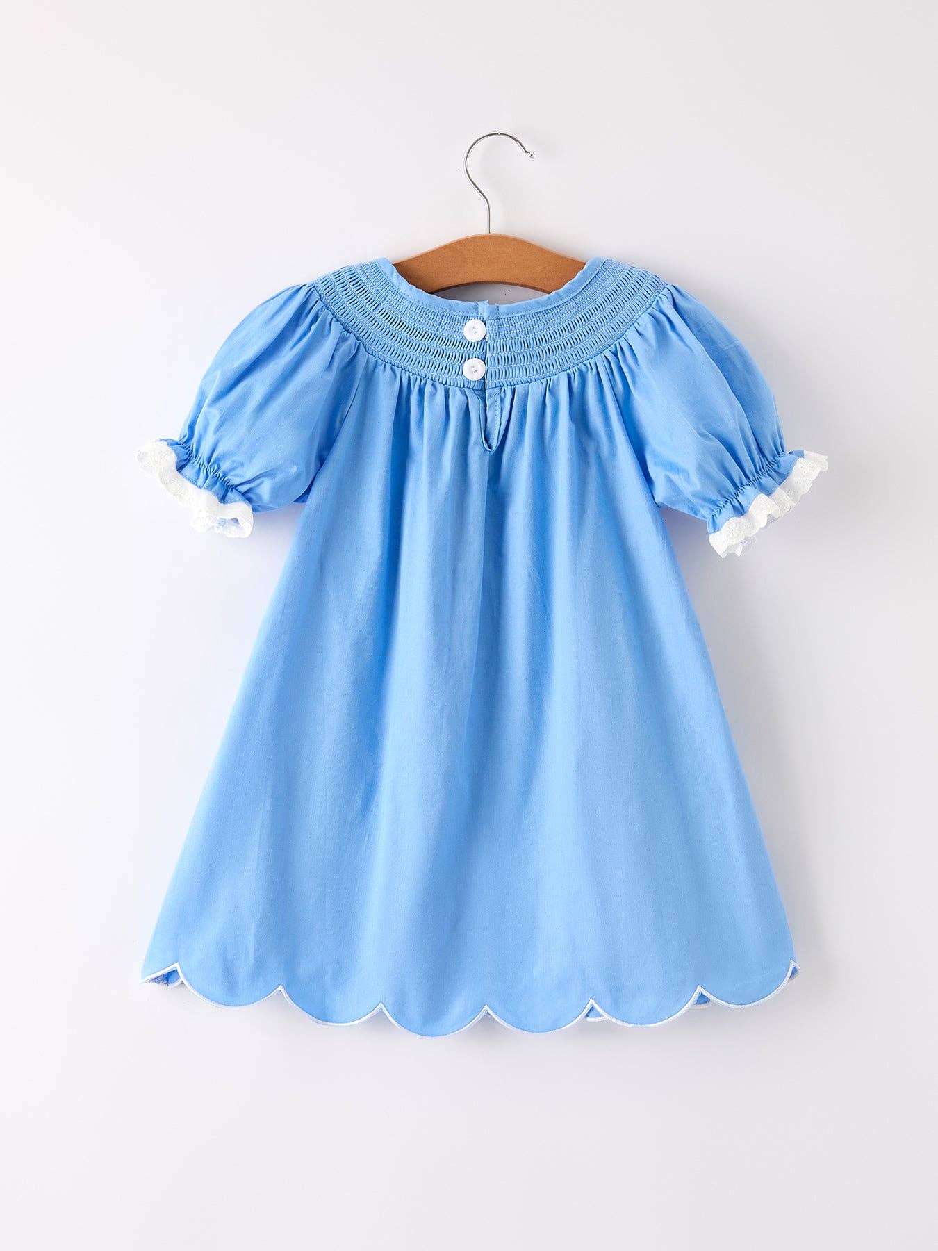 Smocked Pumpkin Bishop Dress - Blue