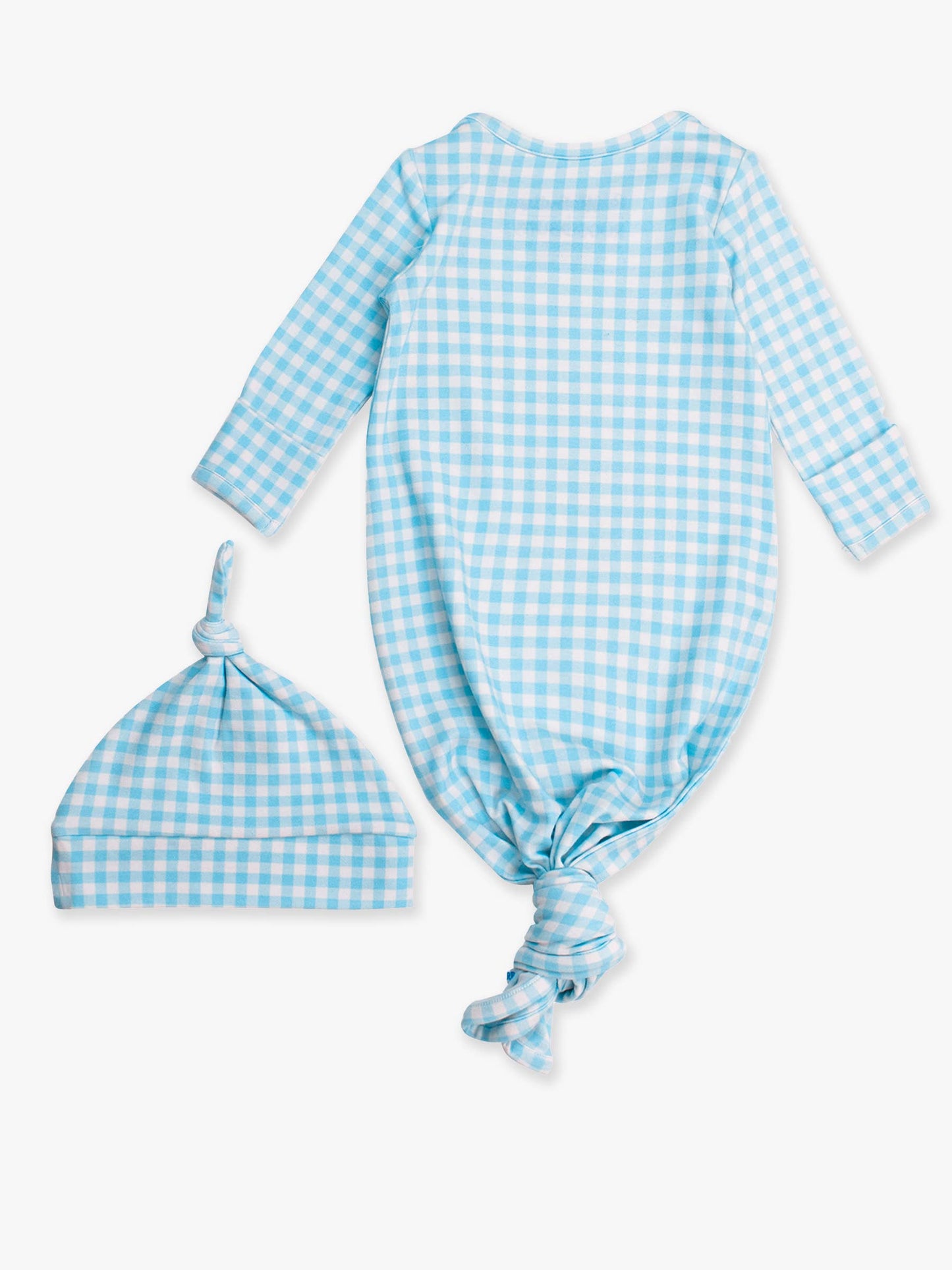 Blue Breeze Gingham Sleep Gown & Hat Set