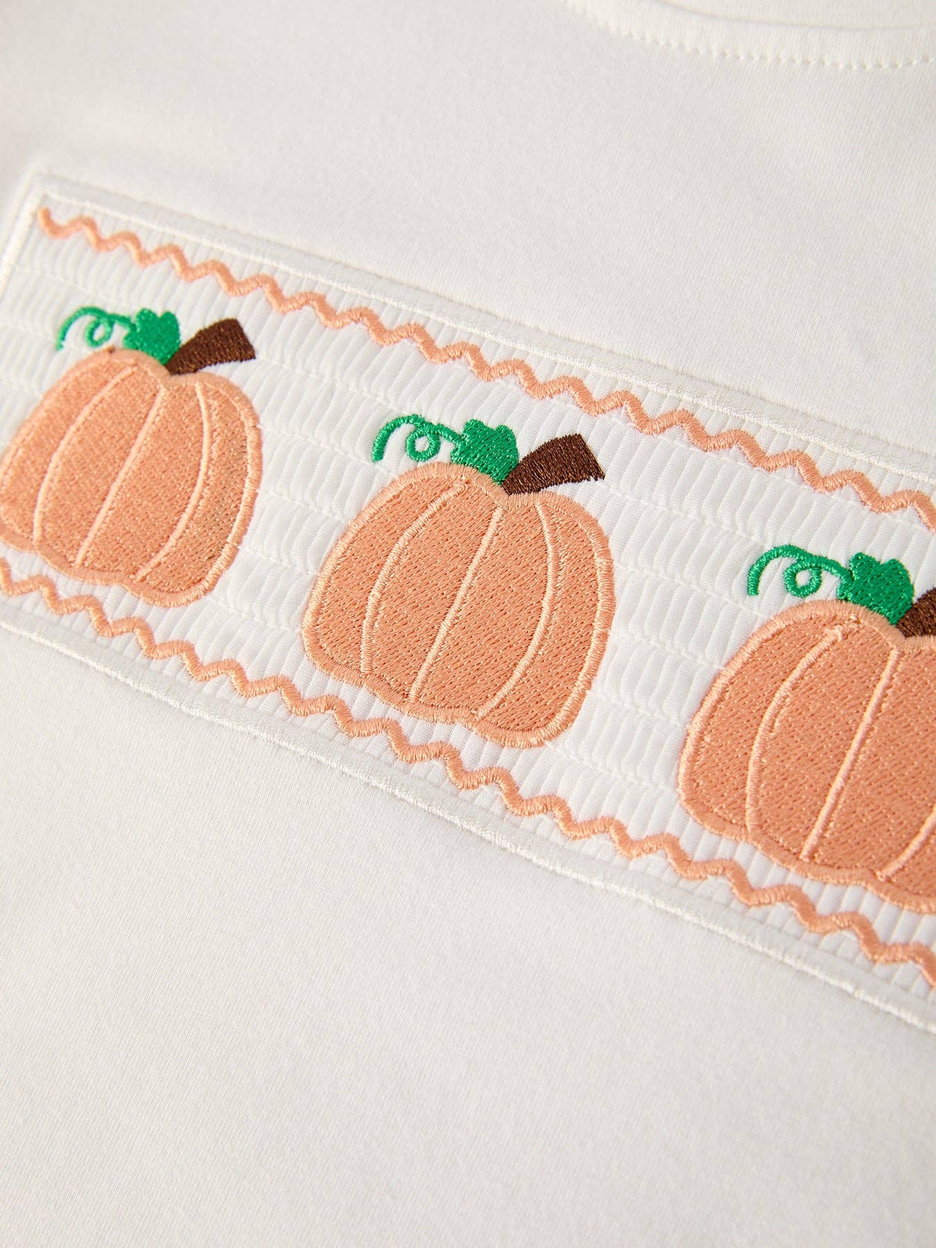 Gingham Pumpkin Smocked Pants Set - White