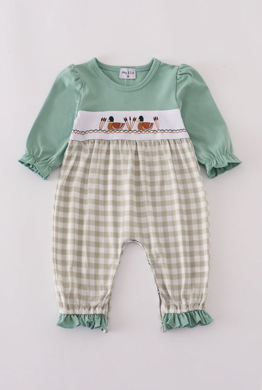 Duck Smocked Ruffled Romper