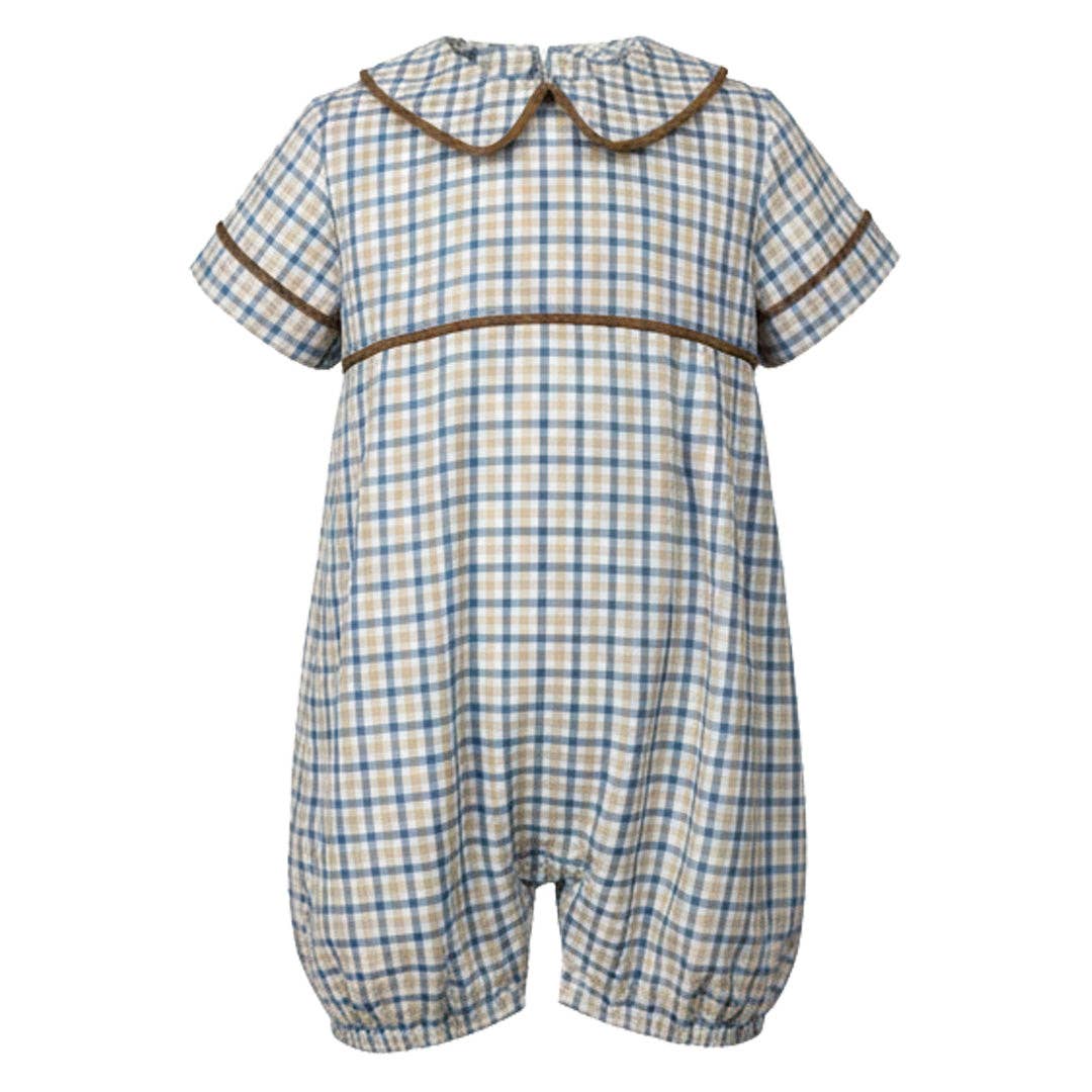 Blue/Khaki Plaid Boy's Romper