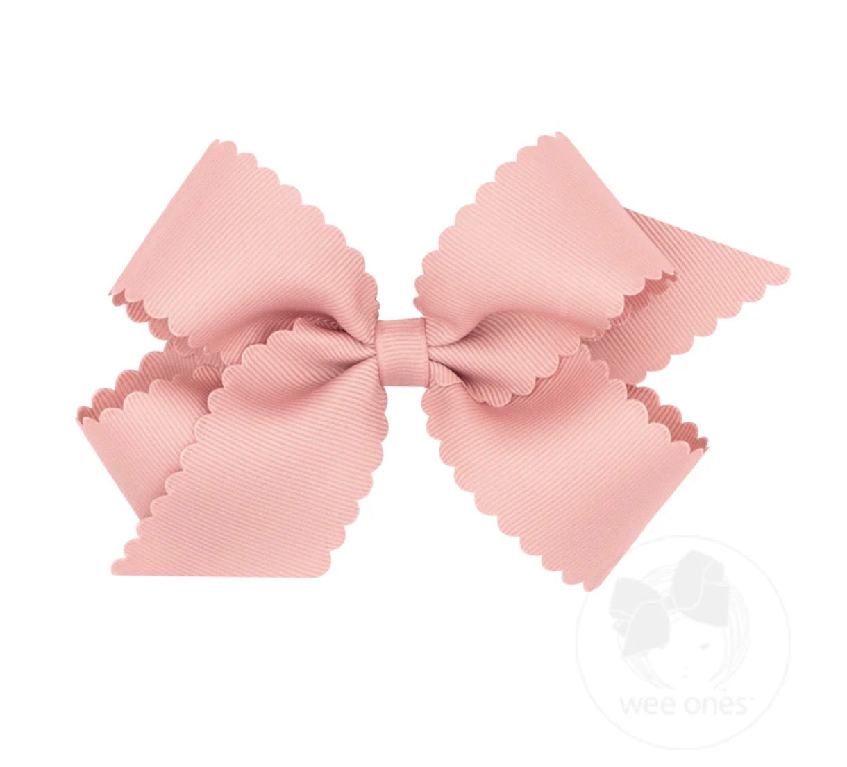 Medium Grosgrain Hair Bow with Scalloped Edge