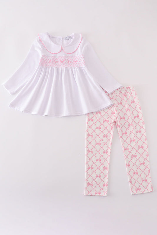 Timeless Blush Bows Smocked Set