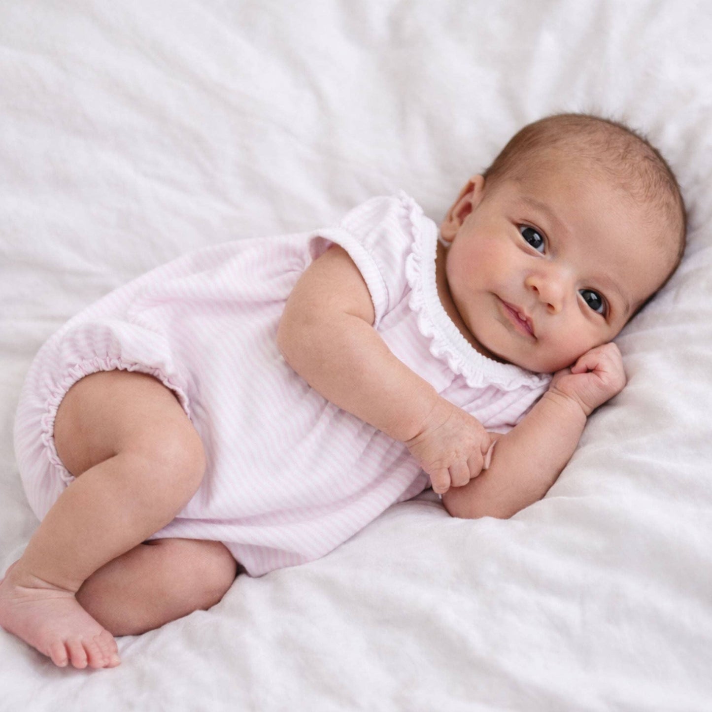 Mini Stripes Ruffle Bubble - Pink