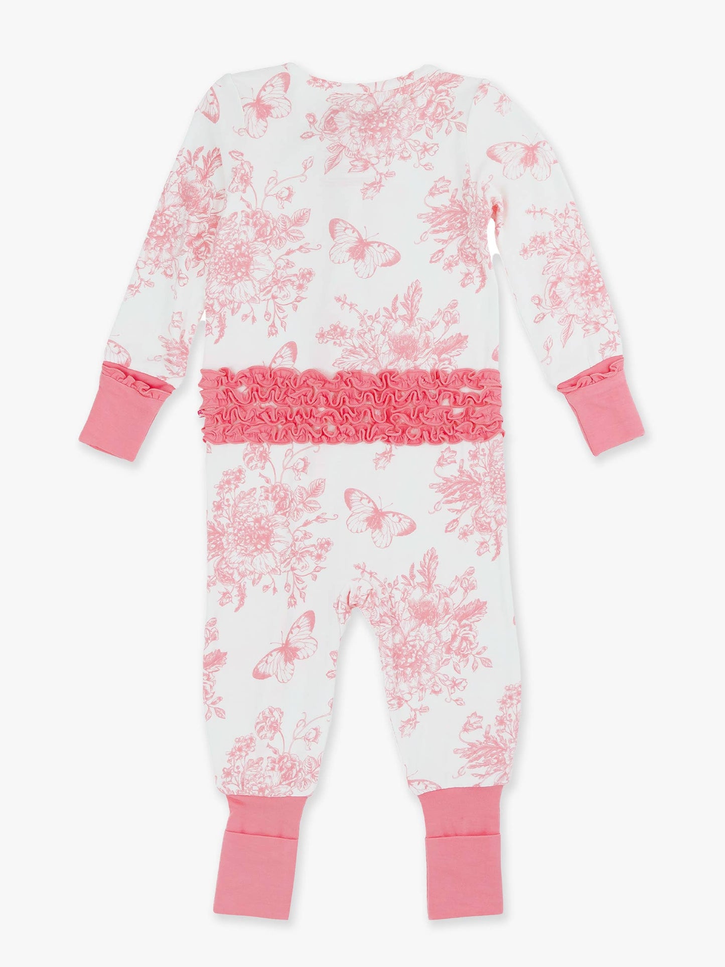 Bamboo Pink Butterfly Garden Convertible Footie Pajama