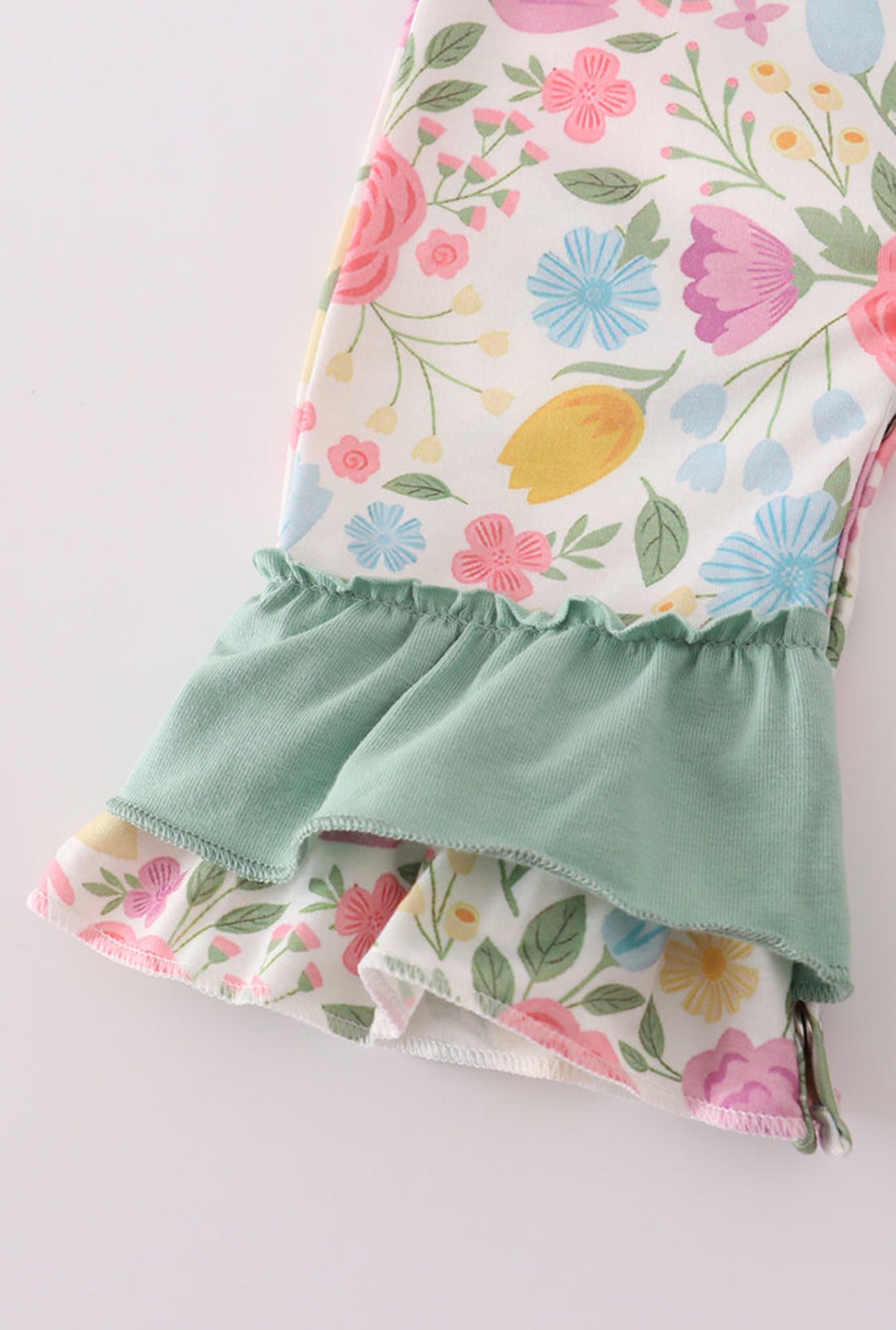 Sage Blooms Ruffle Romper
