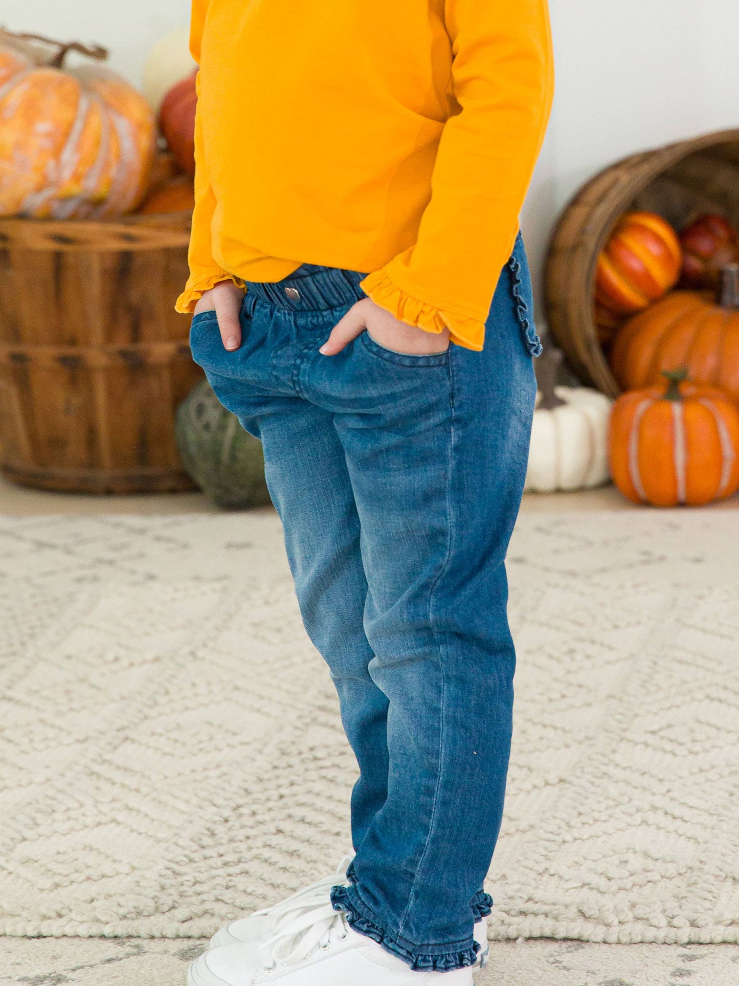 Girls Ruffle Straight Leg Jeans