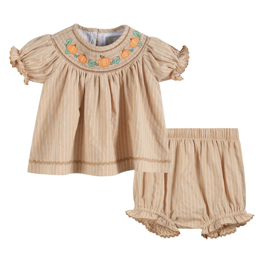 Pumpkin Smocked Bloomer Set
