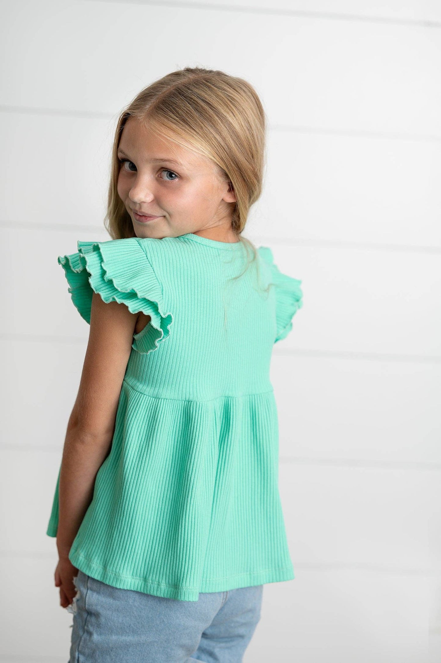 Ella Ribbed Flutter Top