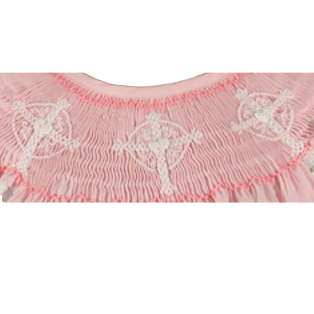 Angel Wing Smocked Cross Bishop Dress