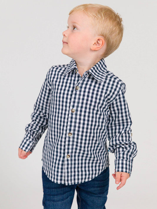 Heritage Navy Gingham Button Down