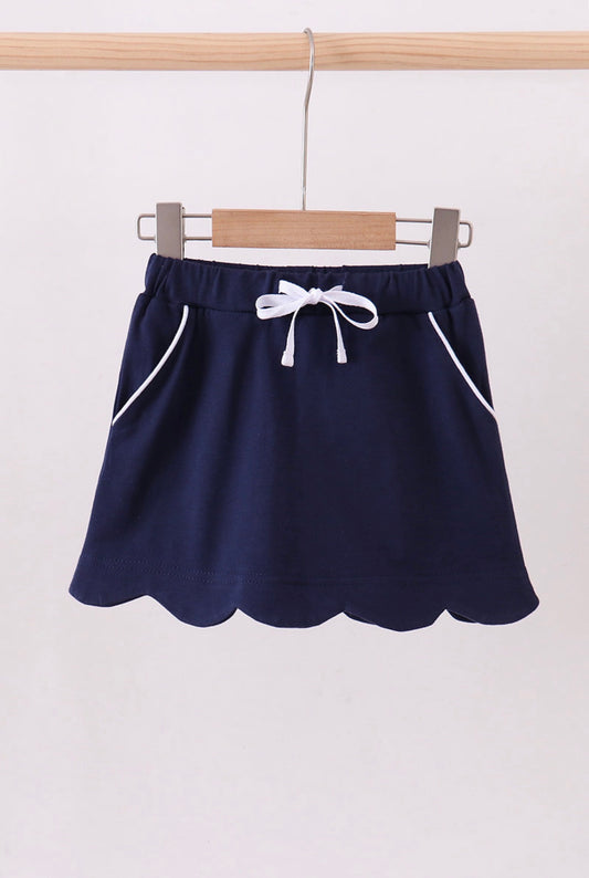 Amelia Scalloped Skort - Navy