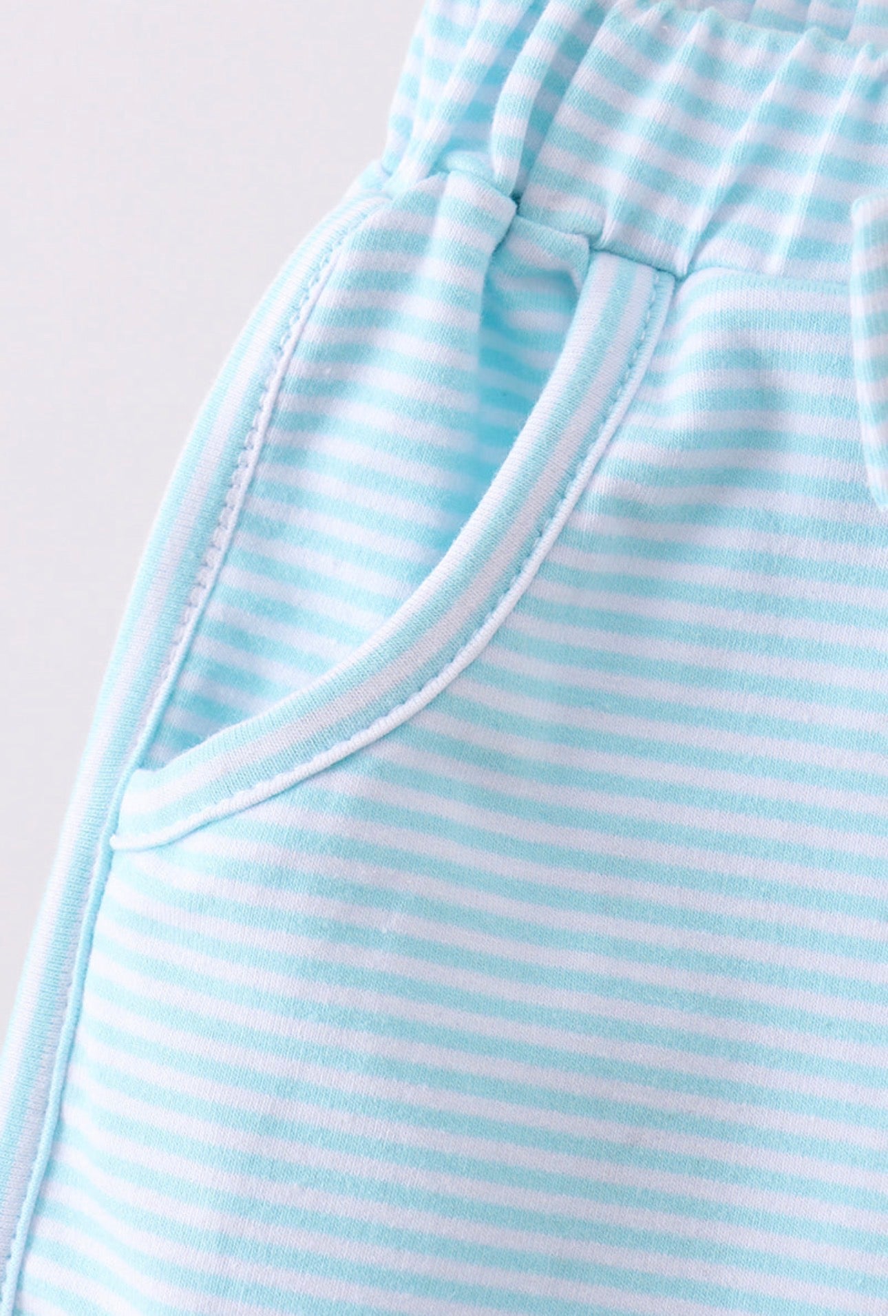 Bow Shorts - Aqua Stripe
