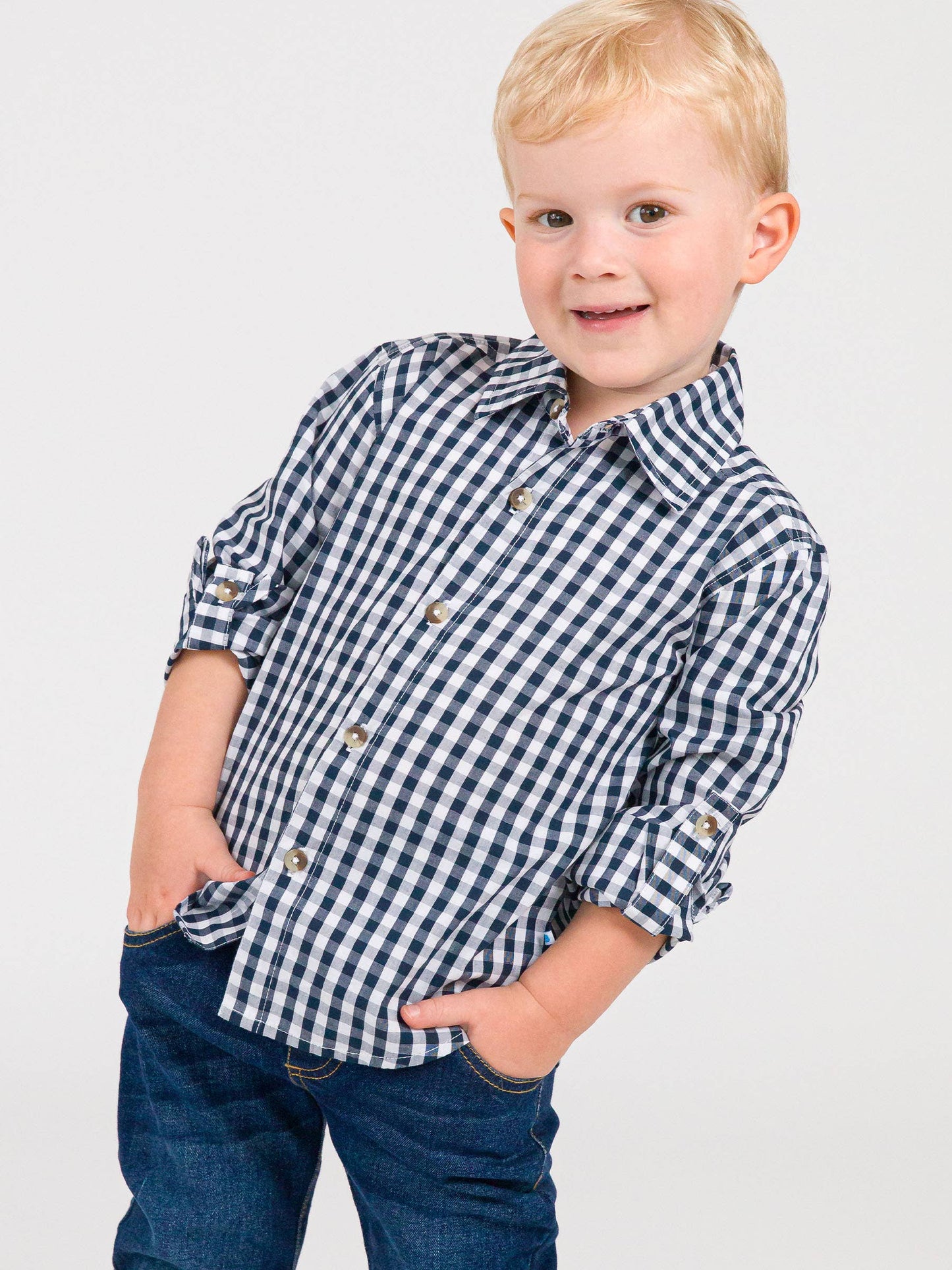 Heritage Navy Gingham Button Down