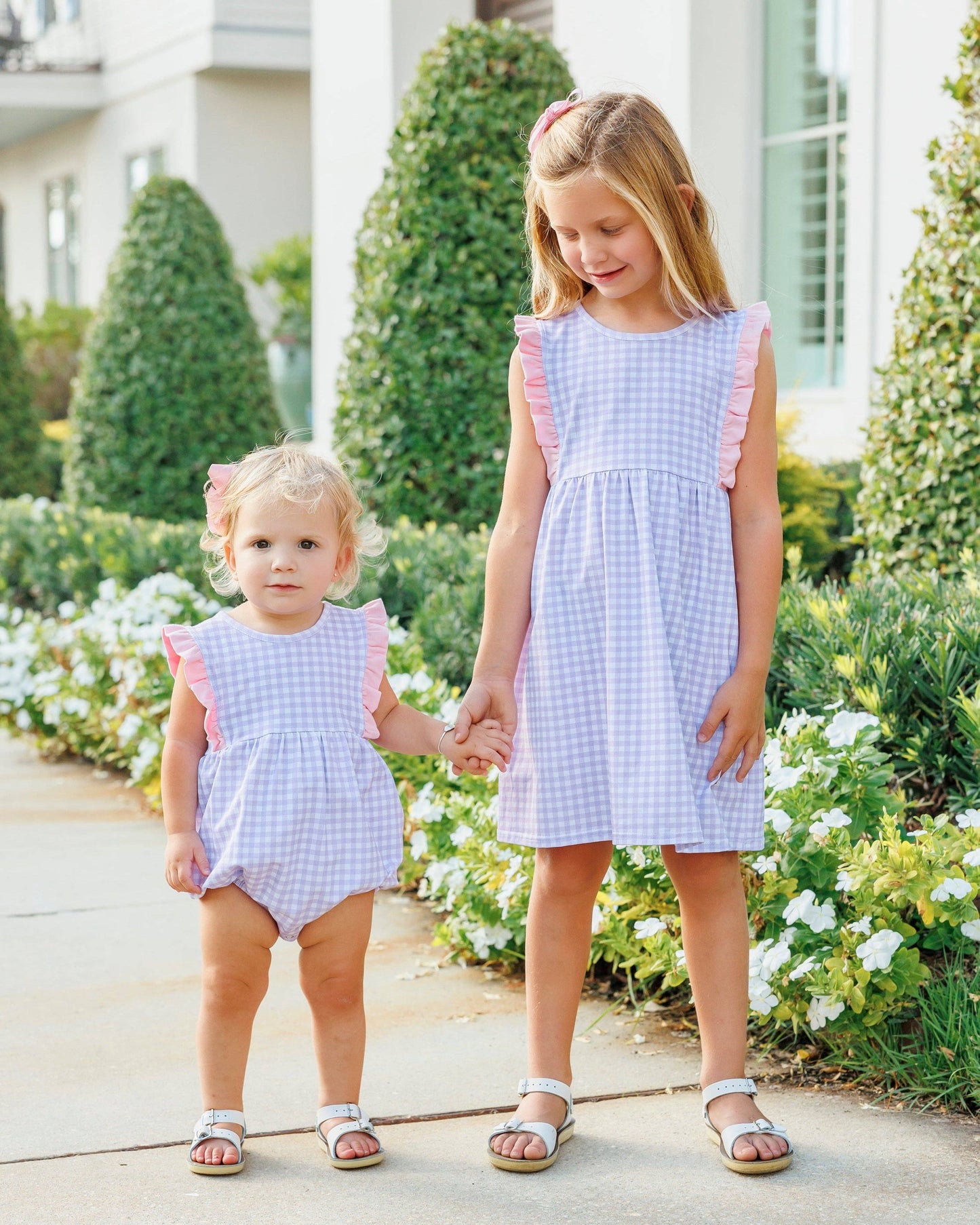 Evie Bubble - Lavender Gingham w/ Light Pink