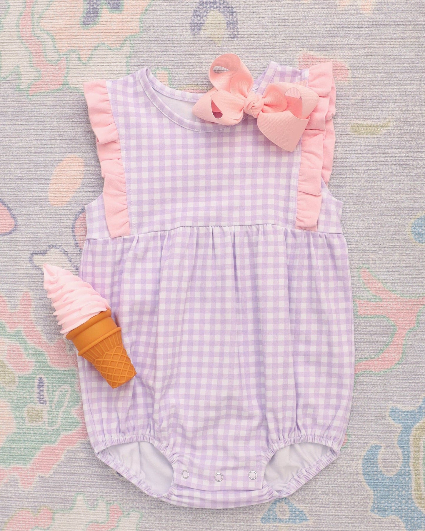 Evie Bubble - Lavender Gingham w/ Light Pink