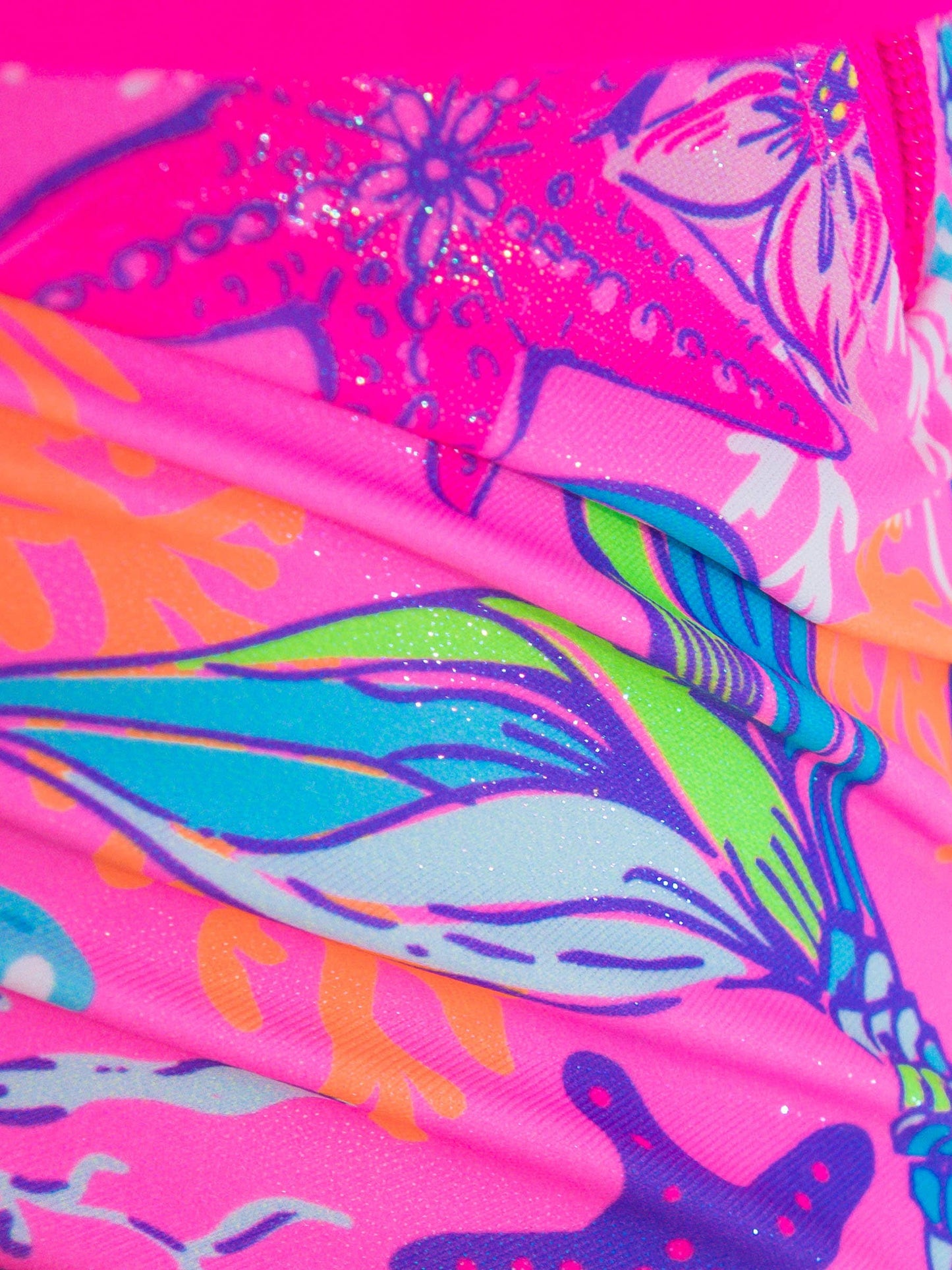Neon Mermaid Ruffle Rash Guard