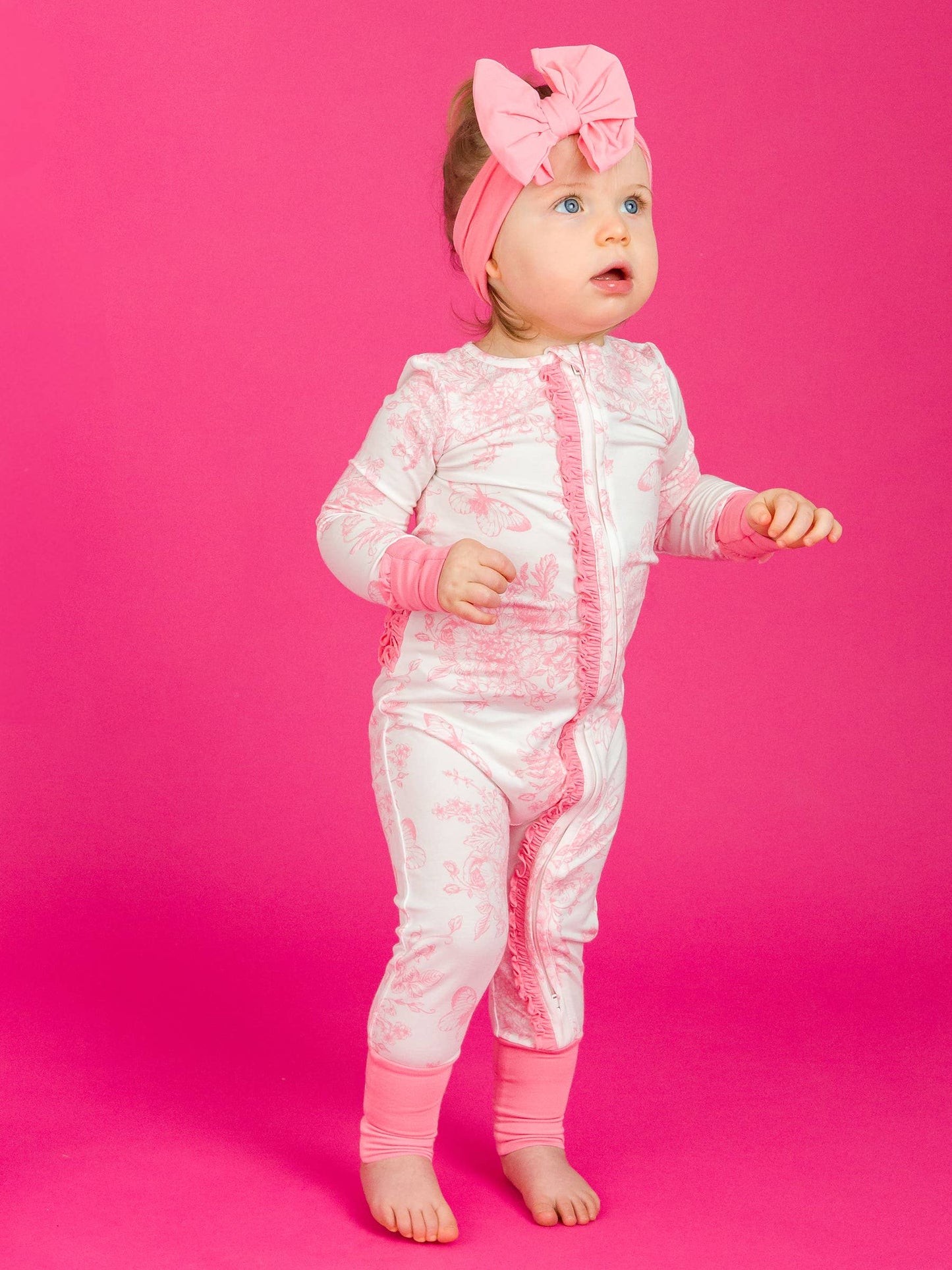 Bamboo Pink Butterfly Garden Convertible Footie Pajama