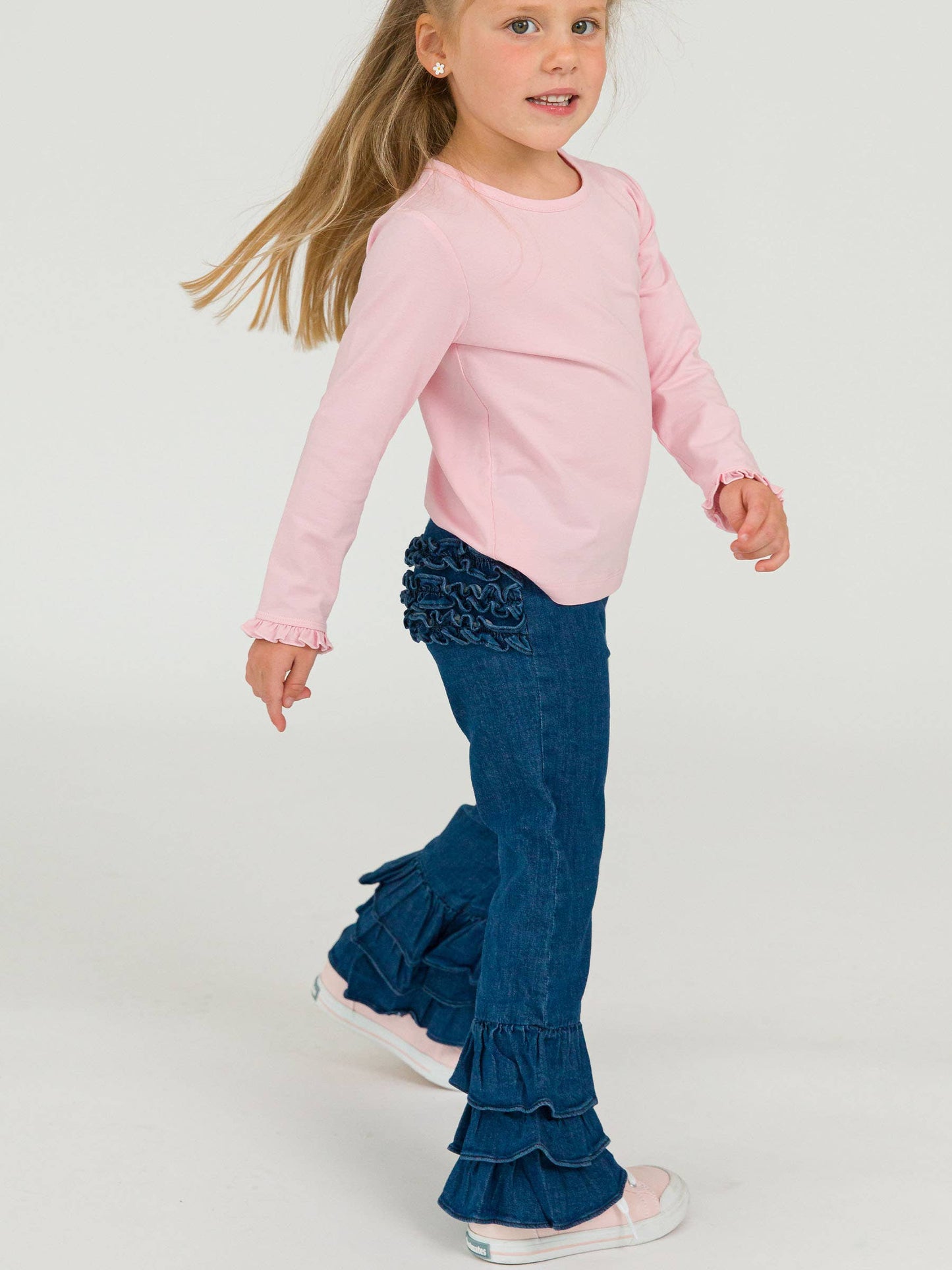 Girls Ruffle Flare Jeans