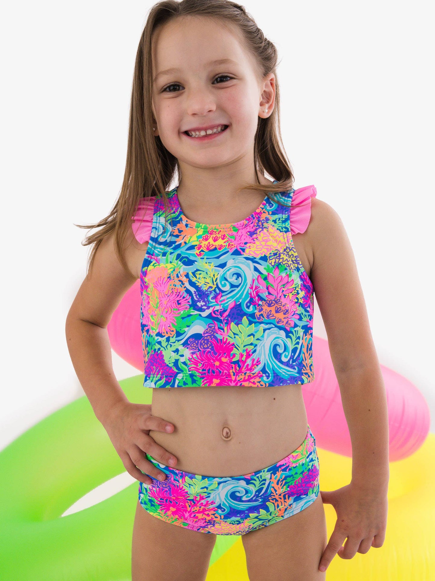 Neon Ocean Coral Racerback Tankini