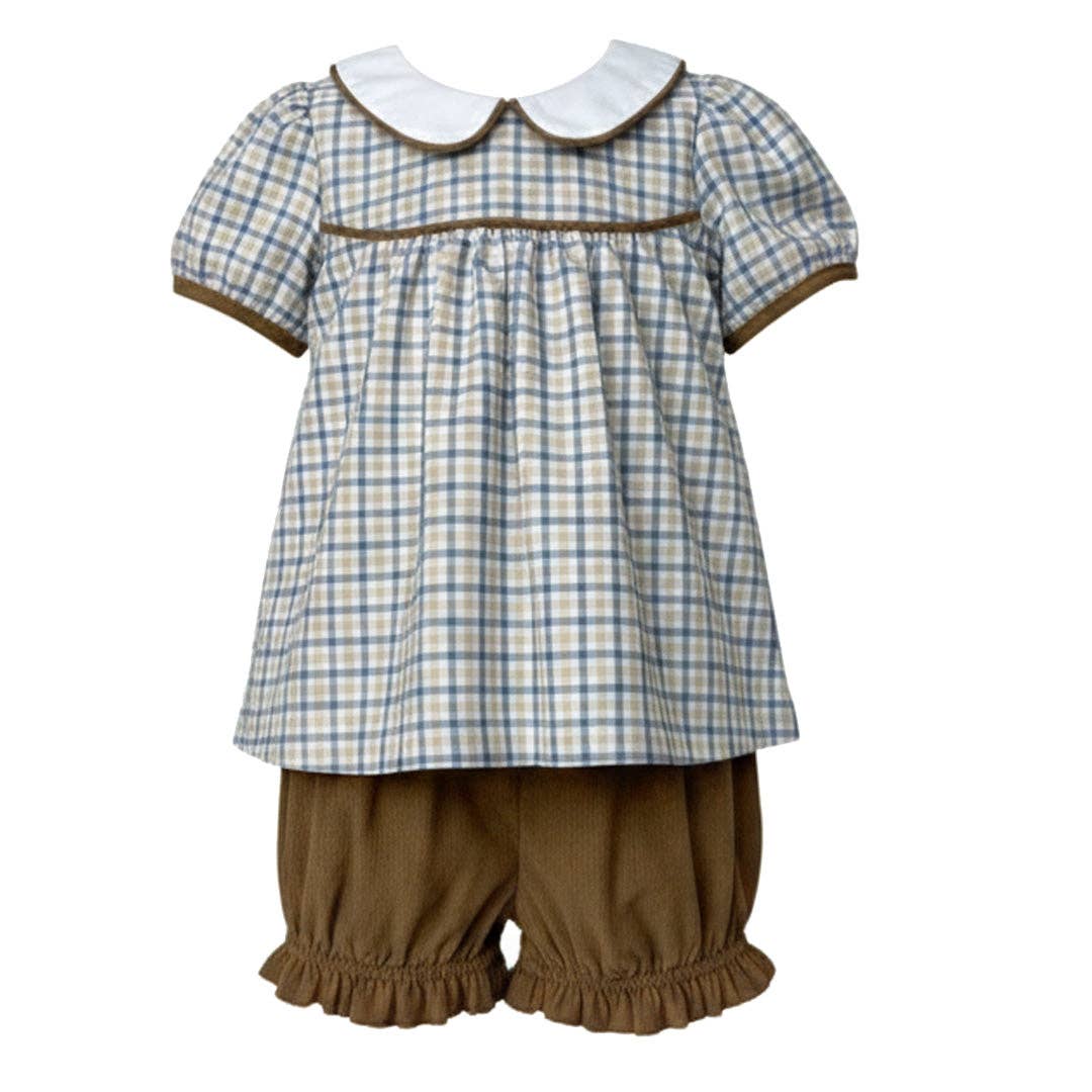 Blue/Khaki Plaid Bloomers Set