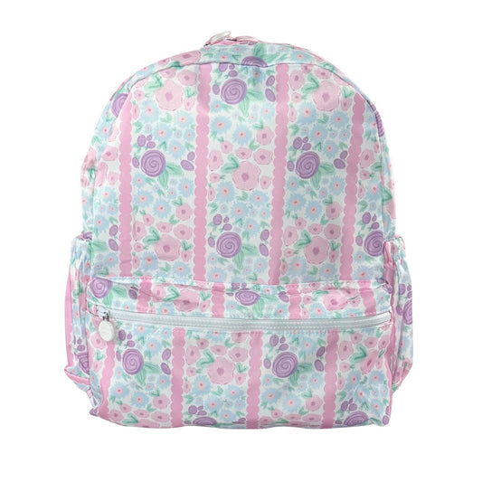 Scallop Stripe Floral Nylon Backpack