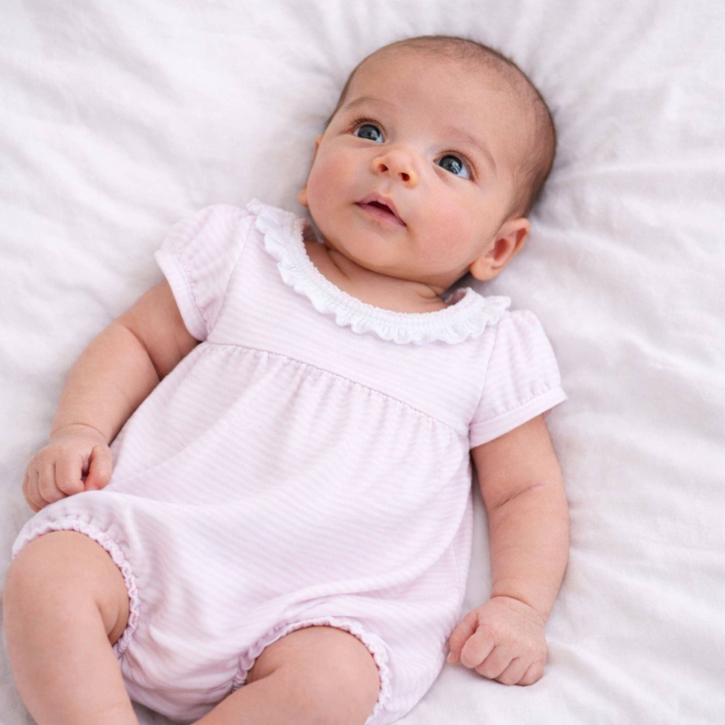 Mini Stripes Ruffle Bubble - Pink