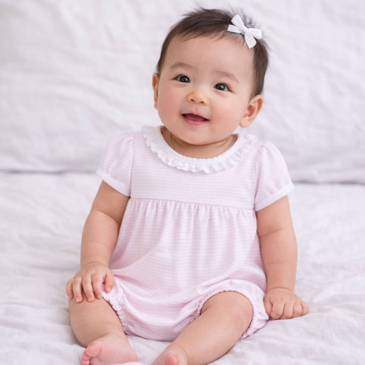 Mini Stripes Ruffle Bubble - Pink