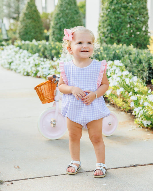 Evie Bubble - Lavender Gingham w/ Light Pink