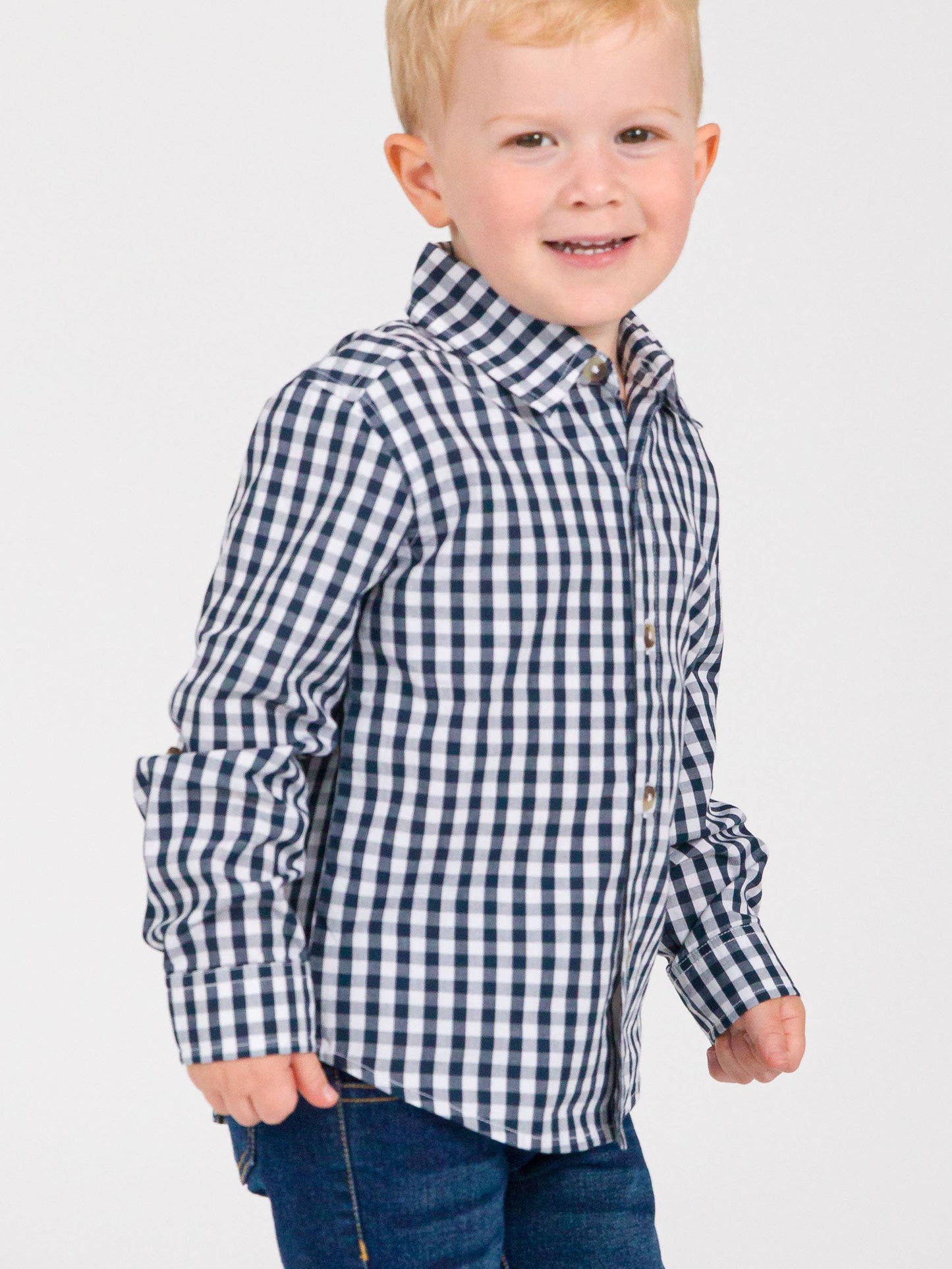 Heritage Navy Gingham Button Down
