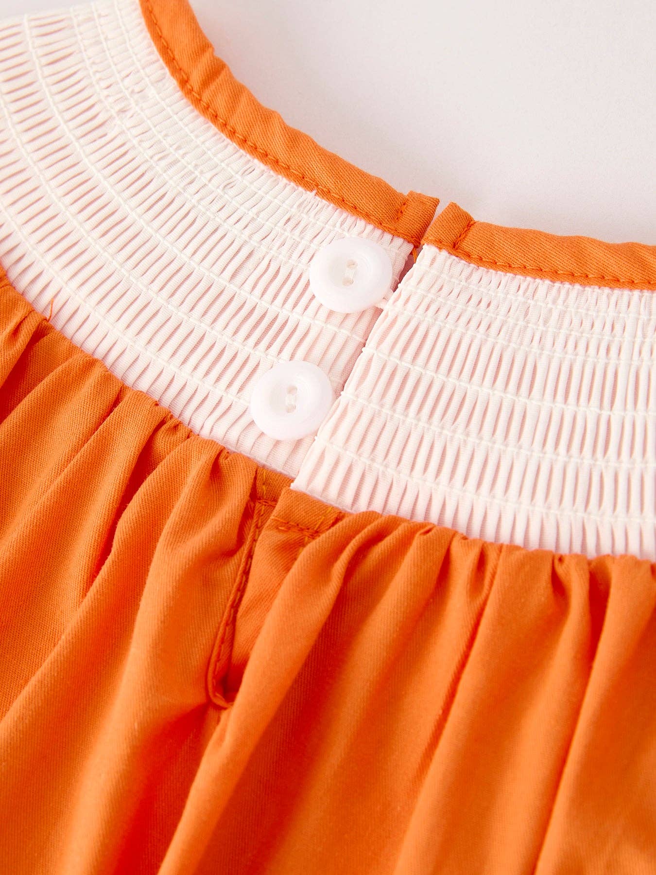 Smocked Pumpkin Bishop Dress - Orange