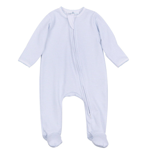 Mini Stripes Zip Footie - Blue
