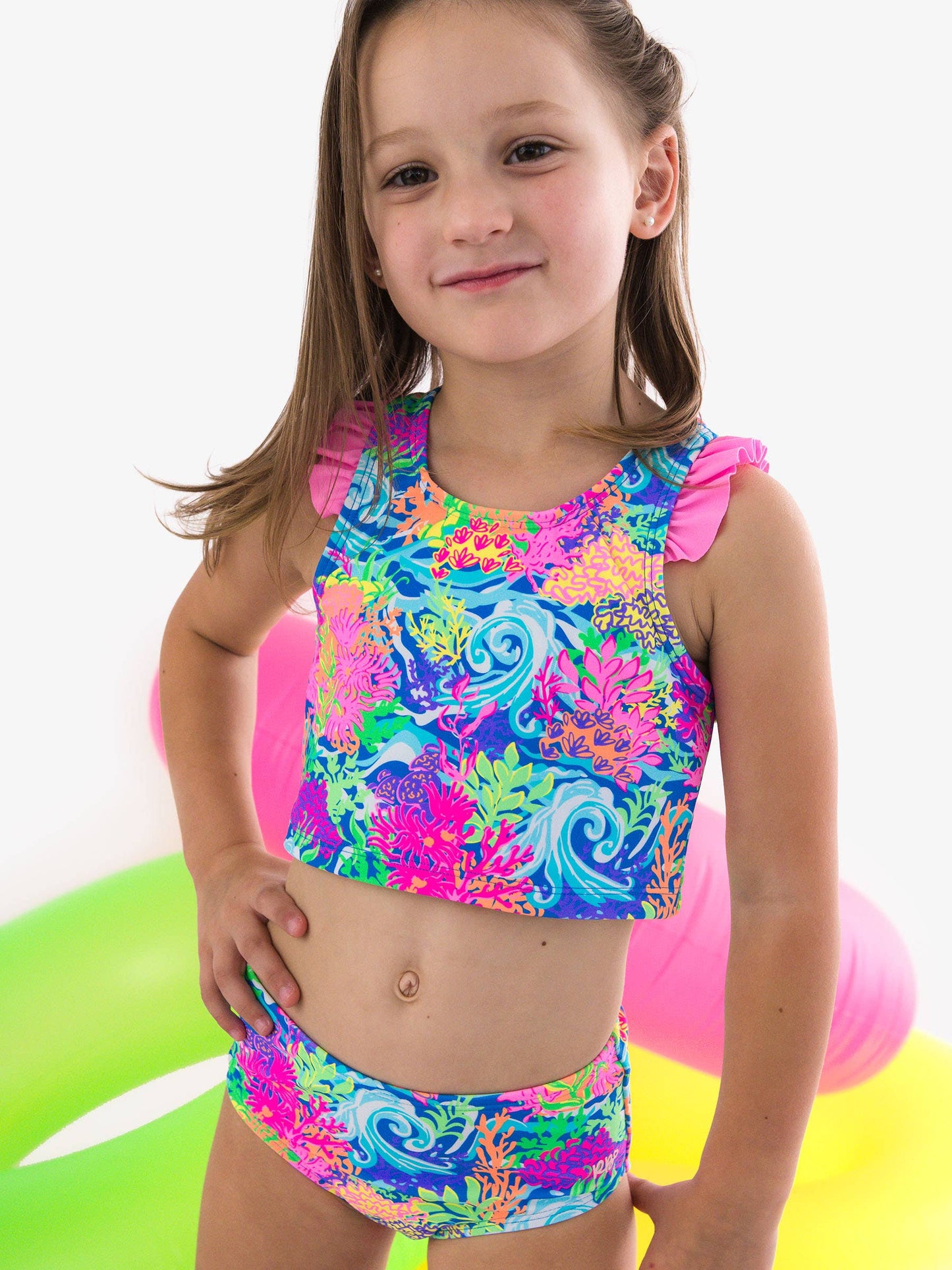 Neon Ocean Coral Racerback Tankini