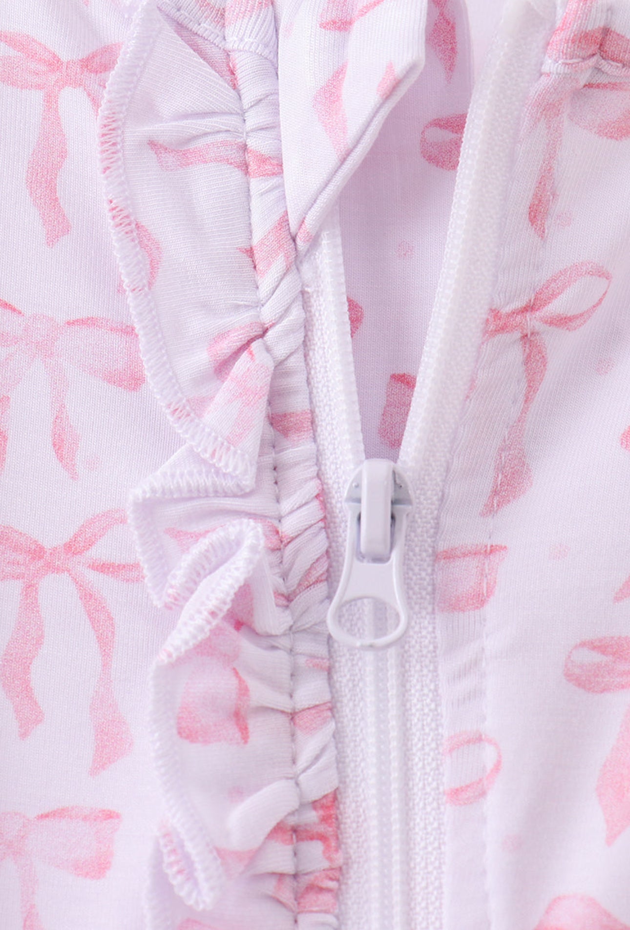 Pink Bow Ruffle Zipper Pajama