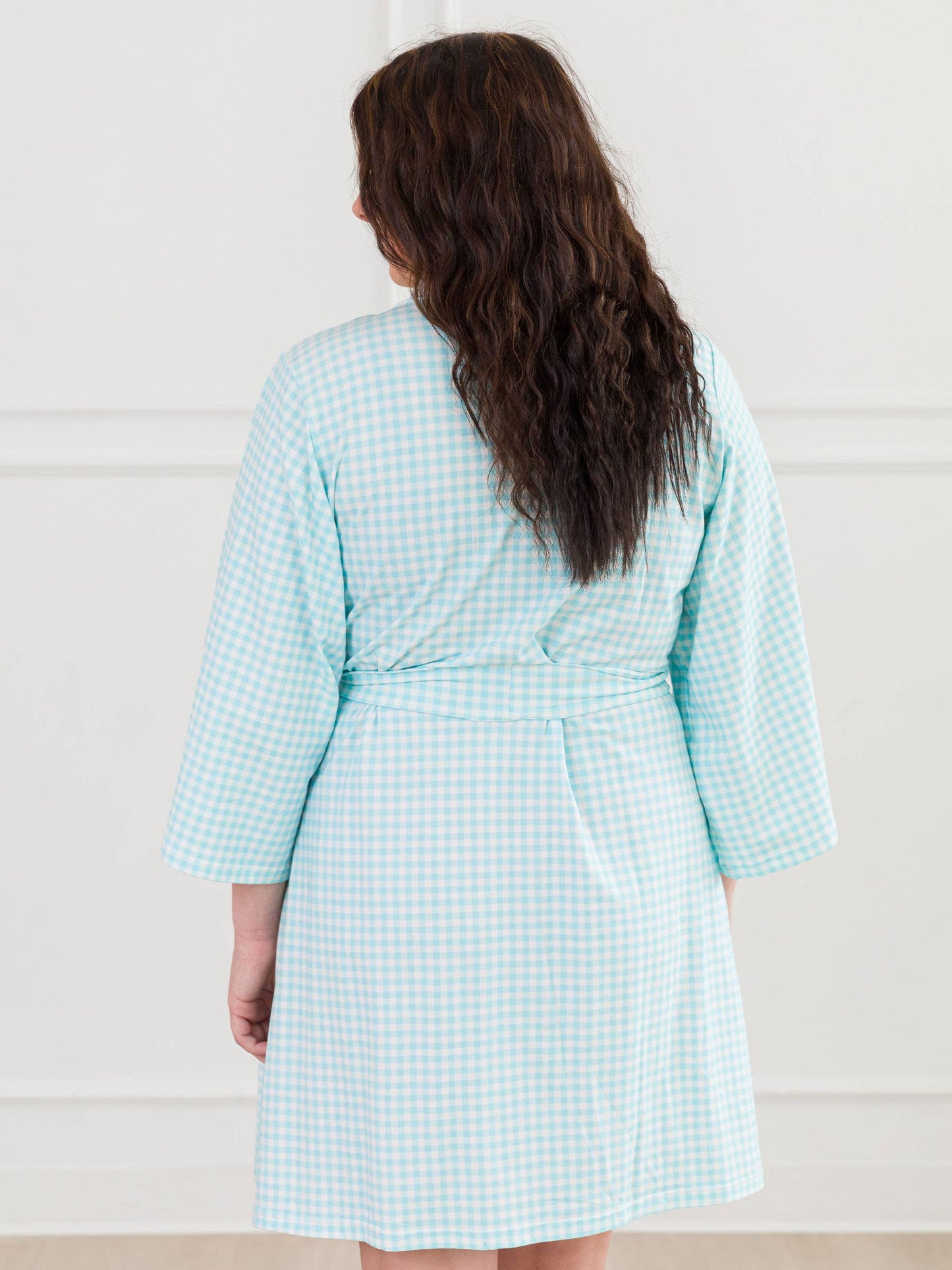 Women's Blue Breeze Gingham Maternity Robe