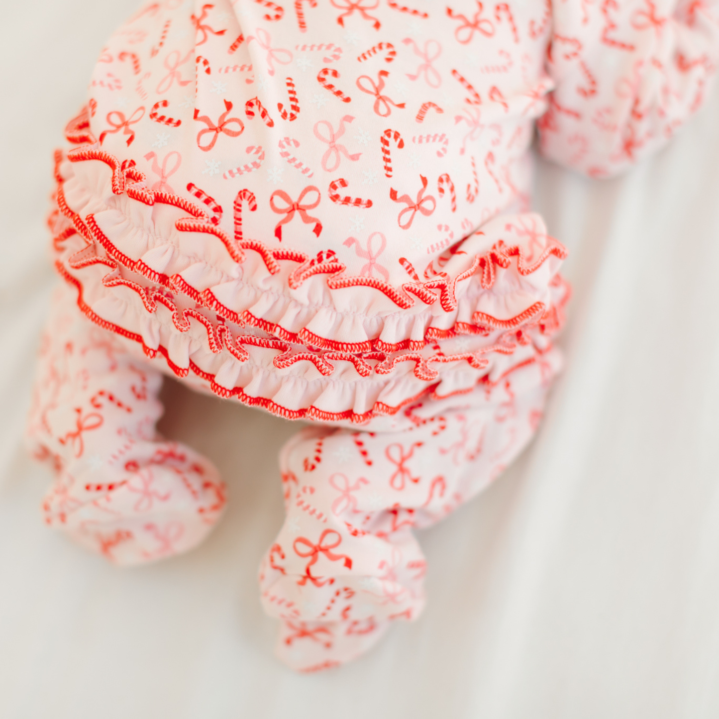 Candy Cane Lane Ruffle Footie