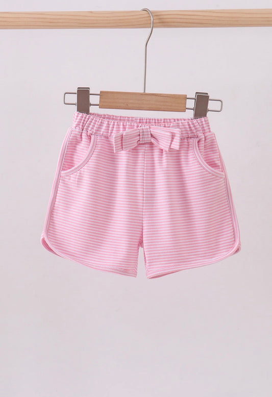 Bow Shorts - Pink Stripe