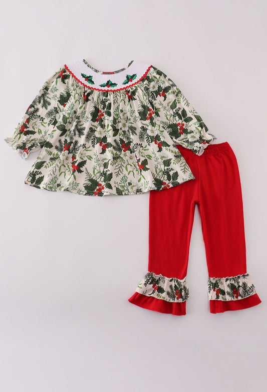 Holly Jolly Smocked Pants Set