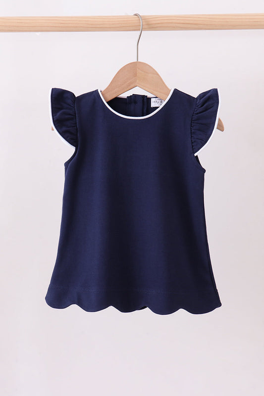 Amelia Flutter Top - Navy